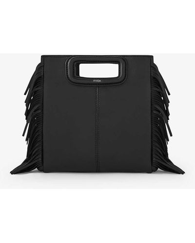 Maje M Fringed-trim Leather Cross-body Bag - Black