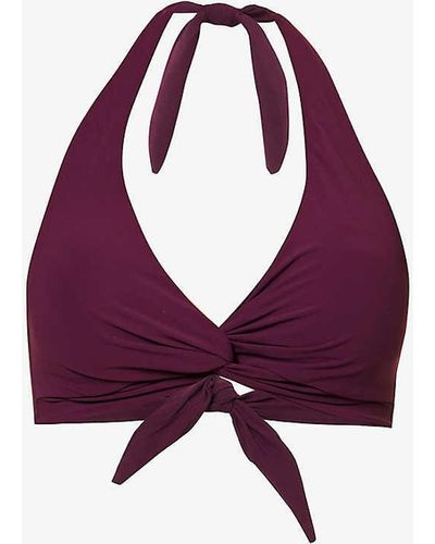 Jets by Jessika Allen Jetset Twist-detail V-neck Bikini Top - Purple