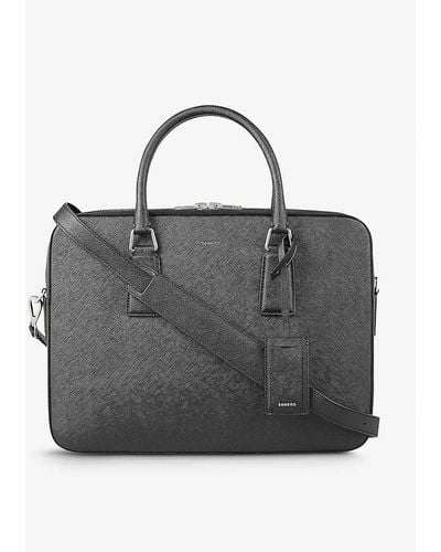 Sandro Large Logo-embossed Faux-leather Briefcase - Black