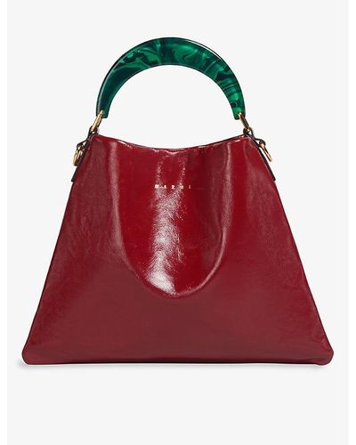 Marni Venice Patent-leather Hobo Bag - Red