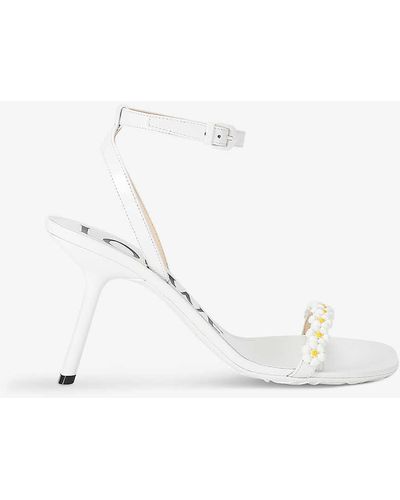 Loewe Petal 90 Flower-embellished Leather Heeled Sandals - White