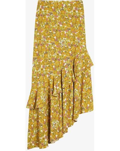 Ted Baker Odissa Floral-print Crepe Midi Skirt - Yellow