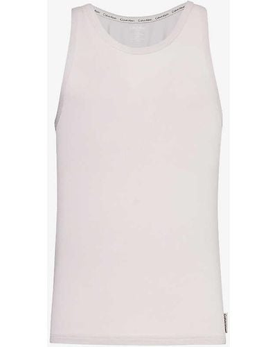 Calvin Klein Scoop-neck Relaxed-fit Stretch-recycled Modal Top - White
