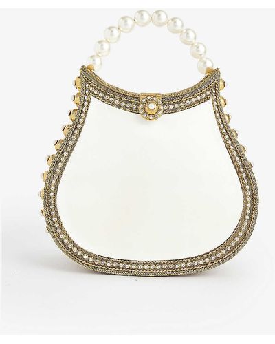 Mae Cassidy Nimmi Pearl Gold-plated Metal Top-handle Bag - White