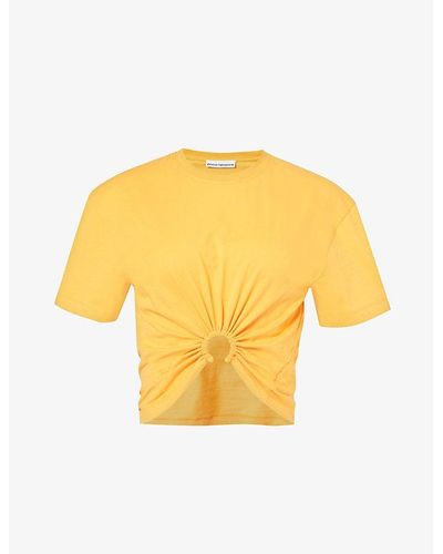 Rabanne Haut Ring-pendant Cotton-jersey T-shirt - Yellow