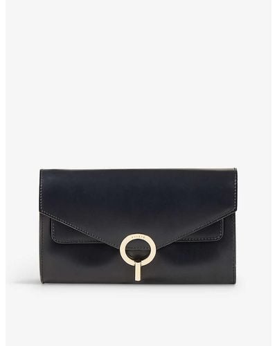 Sandro Logo-embossed Grained-leather Clutch Bag - Blue