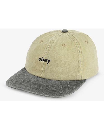 Obey Pigment Khakiembroidered Cotton-canvas Baseball Cap - Natural