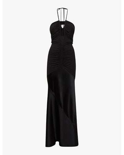 Reiss Thalia Plunge-neckline Woven Maxi Dress - Black