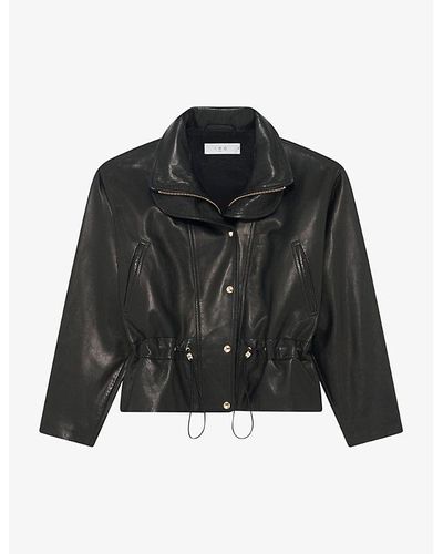 IRO Serian Drawstring-waist Leather Jacket - Black