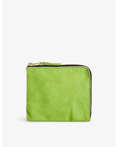 Comme des Garçons Washed Foiled-branding Leather Wallet - Green