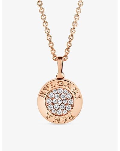 BVLGARI 18ct Rose-gold With Onyx And 0.34ct Pavé Diamonds Necklace - White