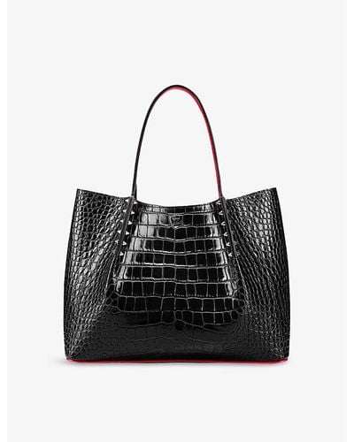 Christian Louboutin Cabarock Stud-embellished Leather Tote Bag - Black
