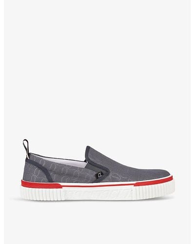 Christian Louboutin Pedro Boat Cotton-blend Low-top Trainers - Blue