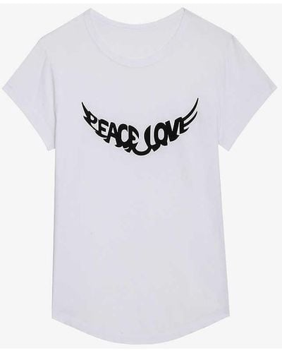 Zadig & Voltaire 'peace Love'-wings Organic-cotton T-shirt - White