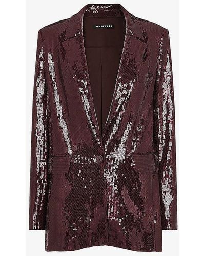 Whistles Misha Sequin-embellished Stretch-recycled Polyester Blazer - Purple