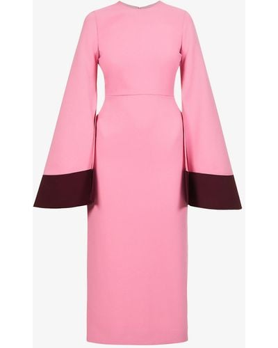 ROKSANDA Zimara Flared-sleeve A-line Woven Midi Dress - Pink