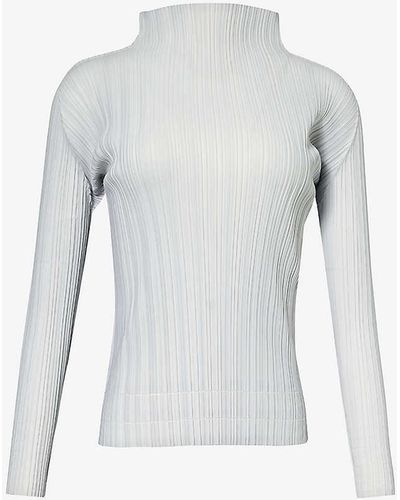 Pleats Please Issey Miyake Basics Pleated Knitted Cardigan - White
