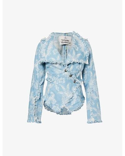 Vivienne Westwood Worth More Floral-print Regular-fit Denim Jacket - Blue