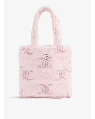 Juicy Couture Monogram-print Faux-fur Tote Bag - Pink