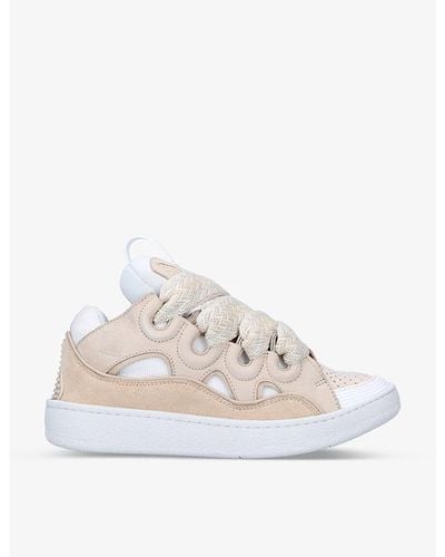 Lanvin Curb Lace-up Leather, Suede And Mesh Low-top Trainers - White