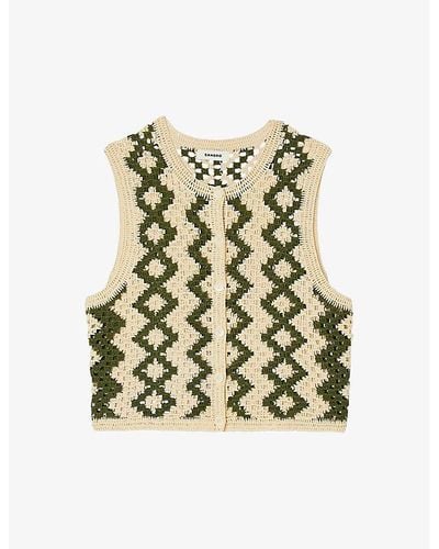 Sandro Zig-zag Weave Crochet-knit Cardigan - Multicolor
