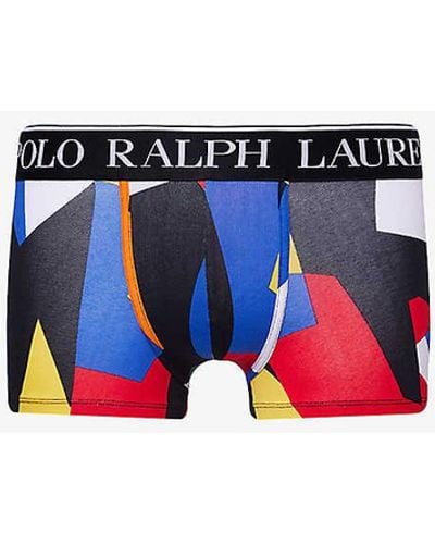 Polo Ralph Lauren Graphic-print Mid-rise Stretch-cotton Trunks - Blue