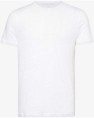 Derek Rose Jordan Short-sleeved Linen T-shirt - White