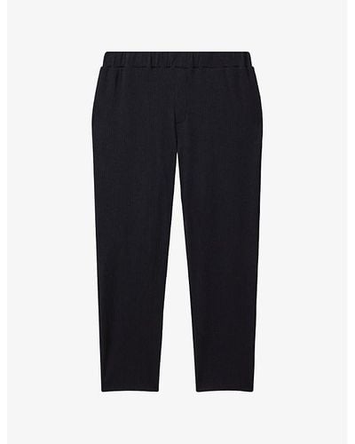 Reiss Cyrus Elasticated-waist Ribbed Stretch-woven Trousers - Blue