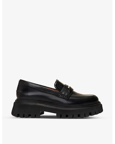 Maje Clover-embellished Platform Leather Loafers - Black