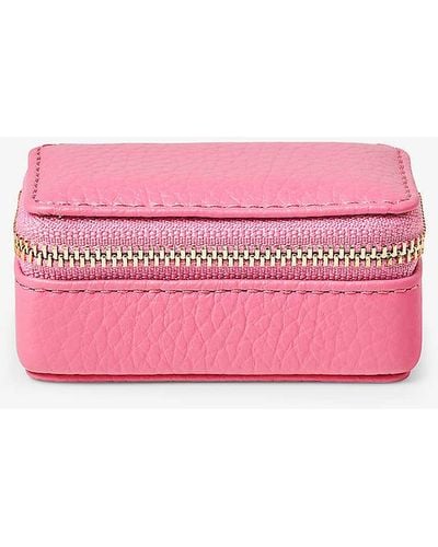 Aspinal of London Unisex Logo-embossed Small Leather Travel Jewellery Case - Pink