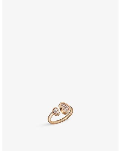 Chopard Happy Hearts 18ct Rose-gold And 0.22ct Round-cut Diamond Ring - Metallic