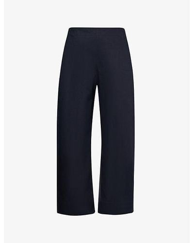 Bottega Veneta Wide-leg High-rise Cotton-twill Sailor Pants - Blue