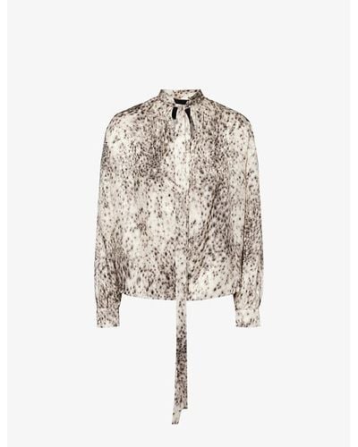 Givenchy Lavallière Abstract-print Silk Blouse - White