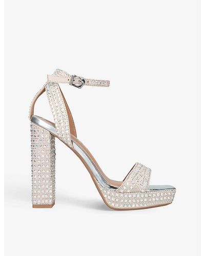 Carvela Kurt Geiger Kianni Crystal-embellished Woven Platform Heeled Sandals - White