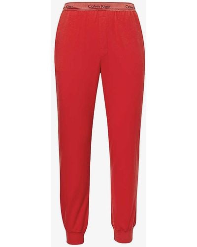 Calvin Klein Modern Branded-waistband Stretch Cotton-blend Pyjama Botto - Red