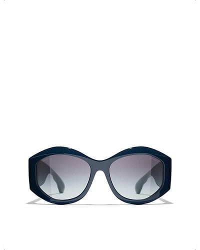 Chanel Oval Sunglasses - Blue