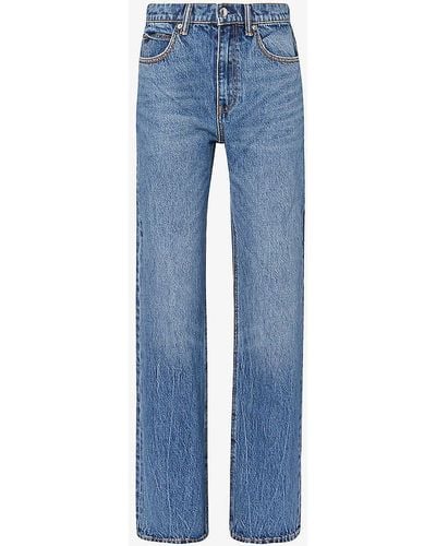 Alexander Wang Brand-patch Straight-leg Mid-rise Denim Jeans - Blue