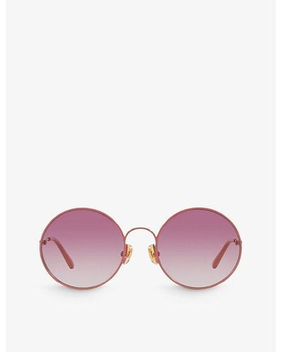 Chloé Cc0016s Round-frame Metal Sunglasses - Pink