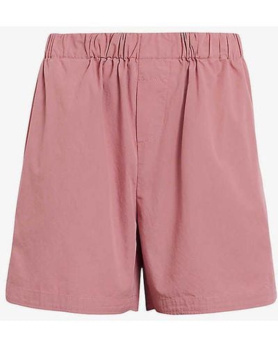 AllSaints Karina Relaxed-fit High-rise Organic-cotton Shorts - Pink