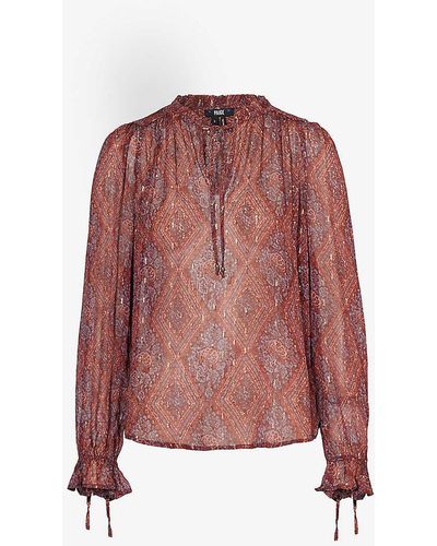 PAIGE Fia Abstract-pattern Woven Blouse - Red