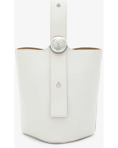 Loewe Pebble Mini Leather Bucket Bag - White