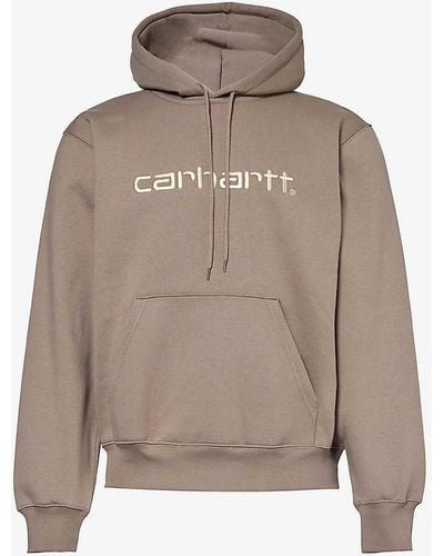 Carhartt Logo-embroidered Cotton-blend Hoody - Natural