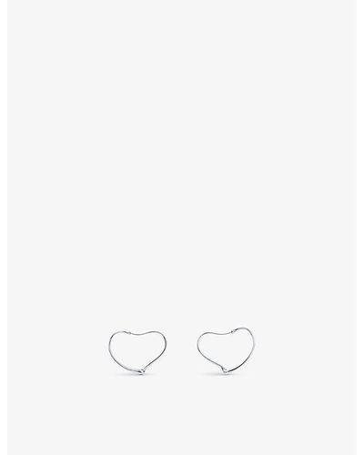 Tiffany & Co. Elsa Peretti® Open Heart Sterling Hoop Earrings - White