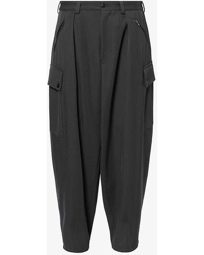 Giorgio Armani Darted Wide-tapered Leg Relaxed-fit Wool Trousers - Black