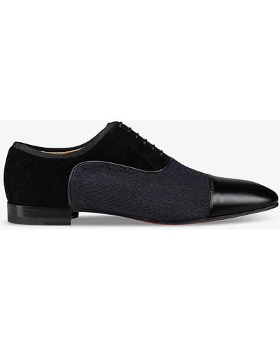Christian Louboutin greggo Leather And Fabric Oxford Shoes - Black