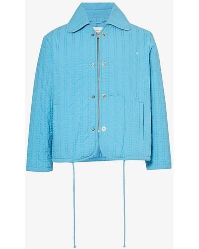 Craig Green Popper-embellished Quilted Cotton Jacket - Blue