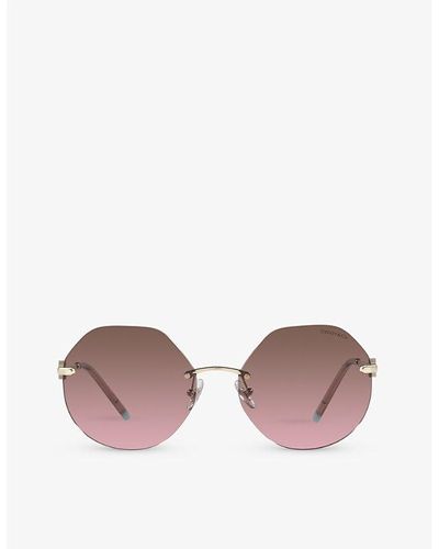 Tiffany & Co. Tf3077 Hexagonal-frame Acetate And Metal Sunglasses - Pink