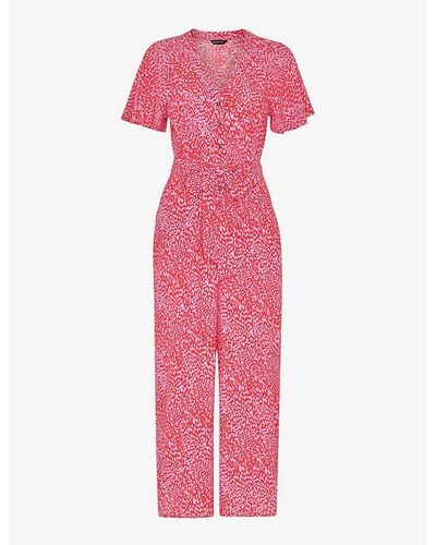 Whistles Leopard-print Woven Jumpsuit - Pink