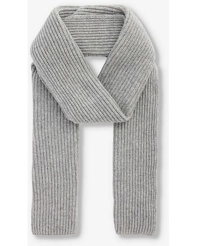 Johnstons of Elgin Brand-patch Ribbed Cashmere Scarf - Grey