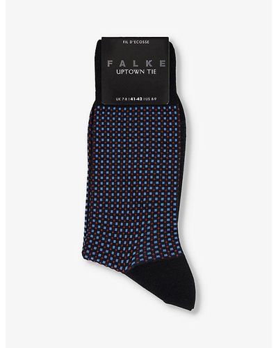 FALKE Uptown Graphic-pattern Cotton-blend Socks - Blue